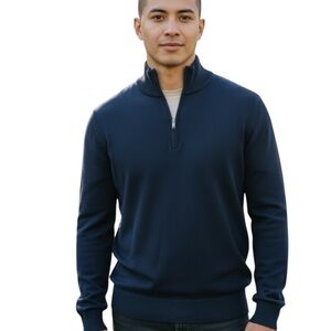 J.Crew Merino Wool-Blend Men’s Navy XL Quarter Zip Sweater NWOT Preppy Classic